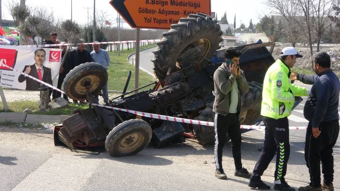 Adıyaman'da feci kaza otomobille çarpışan traktör devrildi