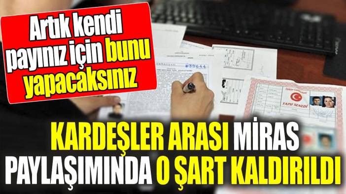 Kardeşler arası miras paylaşımında o şart kaldırıldı 'Artık kendi payınız için bunu yapacaksınız'