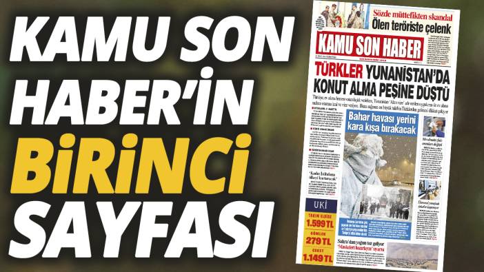 Kamu Son Haber'in birinci sayfası