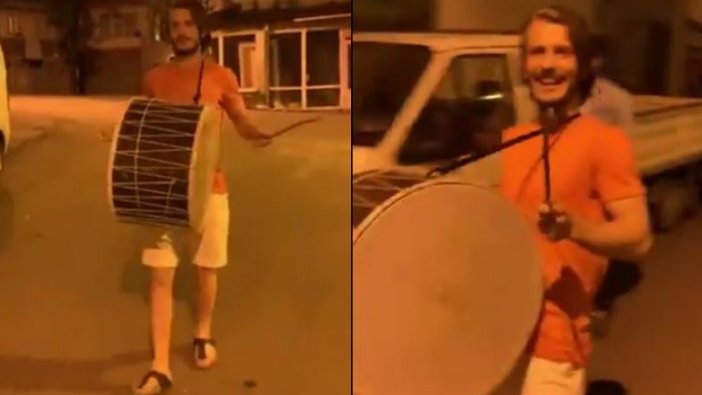 Abdulkadir Parmak Trabzon sokaklarında davul çaldı