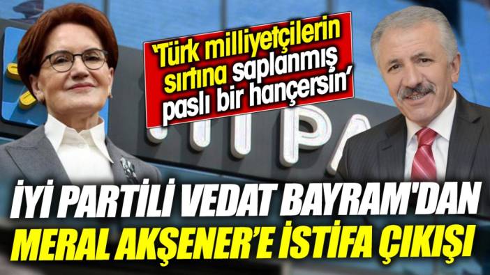 İYİ Partili Vedat Bayram'dan Meral Akşener'e istifa çıkışı 'Türk milliyetçilerinin sırtına saplanmış paslı bir hançersin'