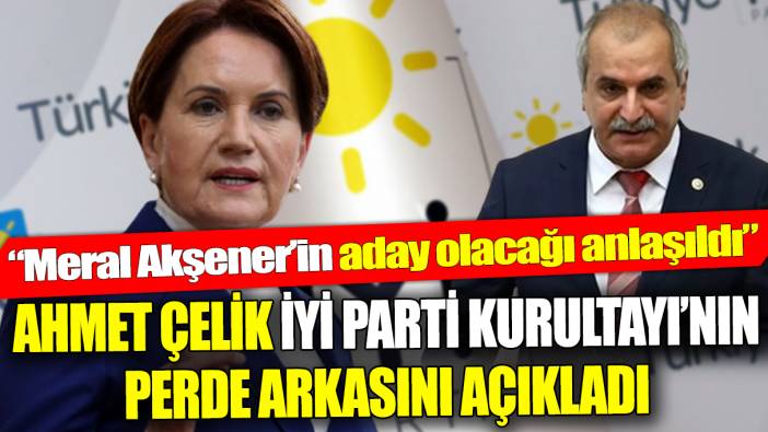 Ahmet Çelik İyi Parti Kurultayı'nın perde arkasını açıkladı “Meral Akşener’in aday olacağı anlaşıldı”