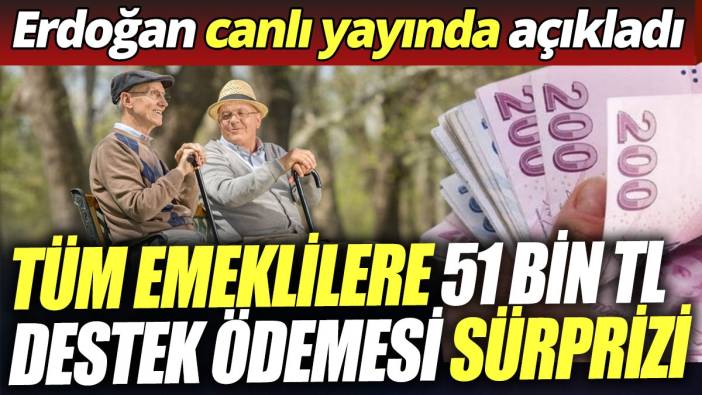 Tüm emeklilere 51 bin TL destek ödemesi sürprizi ‘Erdoğan canlı yayında açıkladı’