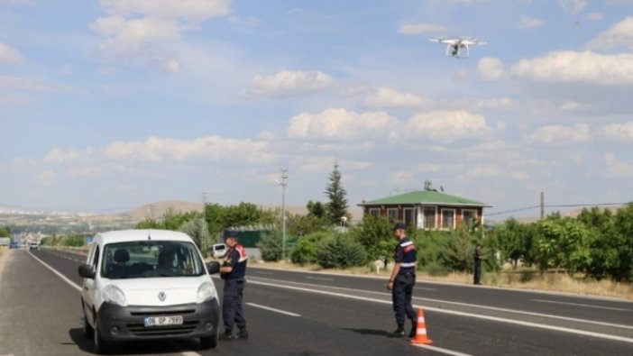 Bayram öncesi "drone" ile trafik denetimi