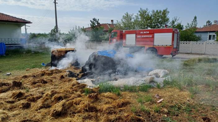 Alaca’da saman yangını