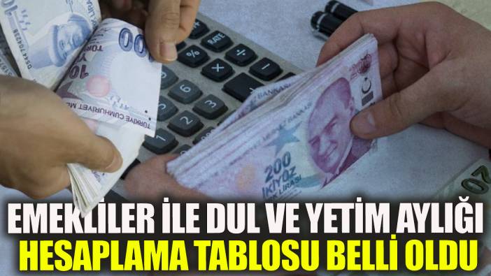 Emekliler ile dul ve yetim aylığı hesaplama tablosu belli oldu