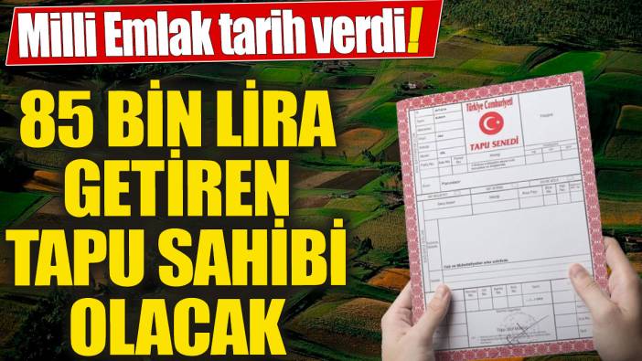 Milli Emlak tarih verdi! 85 bin lira getiren tapu sahibi olacak