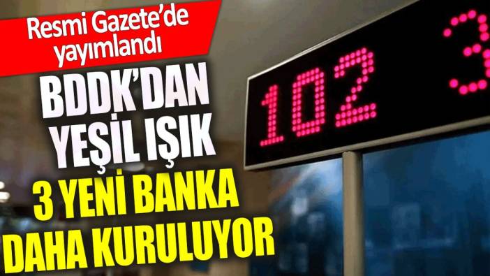 BDDK'dan yeşil ışık: 3 yeni banka daha kuruluyor