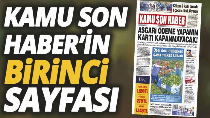 Kamu Son Haber'in birinci sayfası