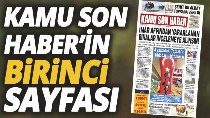 Kamu Son Haber'in birinci sayfası