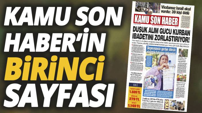 Kamu Son Haber'in birinci sayfası