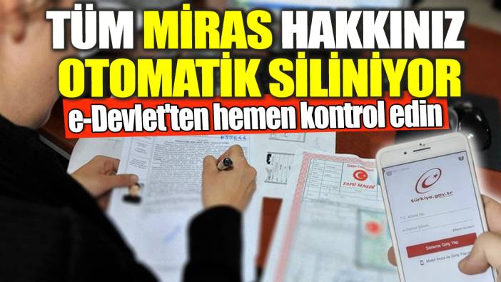 Tüm miras hakkınız otomatik siliniyor! e-Devlet'ten hemen kontrol edin
