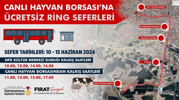 Kahramanmaraş canlı hayvan borsasına ücretsiz seferler