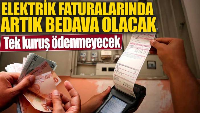 Elektrik faturalarında artık bedava olacak! Tek kuruş ödenmeyecek