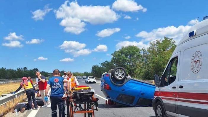 Tekirdağ'da otomobil devrildi