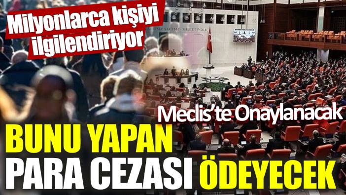 Meclis’te onaylanacak ‘Milyonlarca kişiyi ilgilendiriyor’ Bunu yapan para cezası ödeyecek