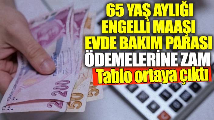 65 yaş aylığı, engelli maaşı, evde bakım parası ödemelerine zam! Tablo ortaya çıktı