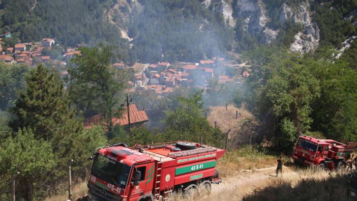 Kütahya Kalesi'nin eteklerinde yangın