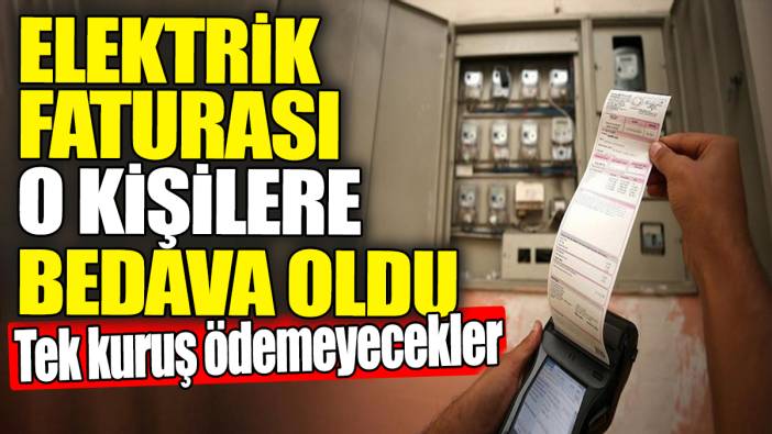 Elektrik faturası o kişilere bedava oldu! Tek kuruş ödemeyecekler