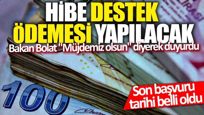 Hibe destek ödemesi yapılacak! Bakan Bolat "Müjdemiz olsun" diyerek duyurdu