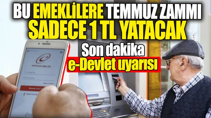 Son dakika e-Devlet uyarısı: Bu emeklilere temmuz zammı sadece 1 TL yatacak