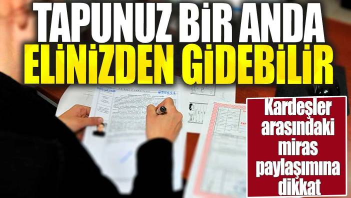 Kardeşler arasındaki miras paylaşımına dikkat. Tapunuz bir anda elinizden gidebilir