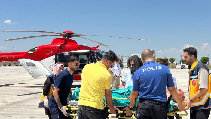 Ambulans helikopterle Adana’ya hasta sevki