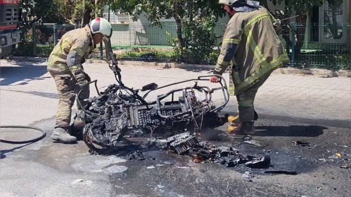 Bursa'da elektrikli bisiklet alev alev yandı