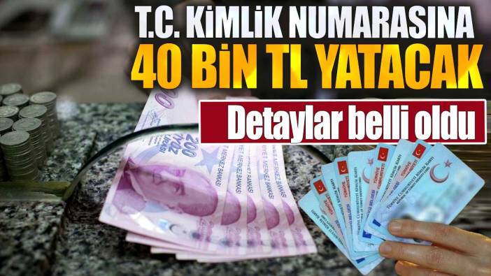 T.C. kimlik numarasına 40 bin TL yatacak. Detaylar belli oldu