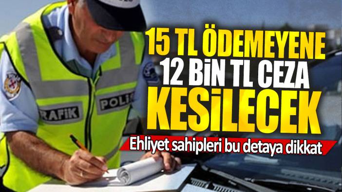 Ehliyet sahipleri bu detaya dikkat: 15 TL ödemeyene 12 Bin TL ceza kesilecek