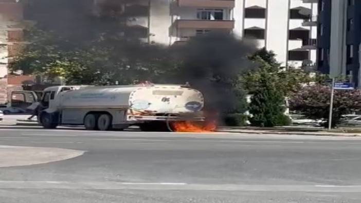 Elazığ’da su tankeri aniden alev aldı