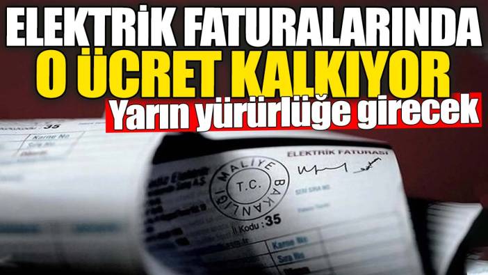 Elektrik faturalarında o ücret kalkıyor. Yarın yürürlüğe girecek