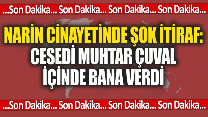 Narin cinayetinde şok itiraf: Cesedi çuval içinde bana verdi dereye götürdüm!