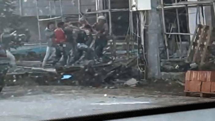 İnşaat işçilerinin kürek ve sopalı kavgası kamerada