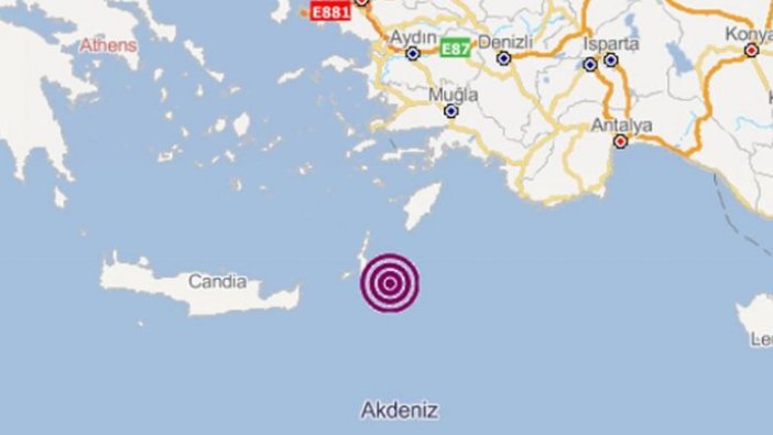 Akdeniz'de 4 büyüklüğünde deprem