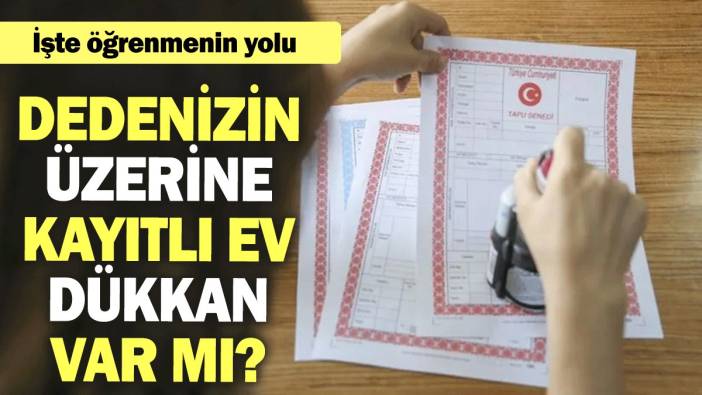 Dedenizin üzerine kayıtlı ev, dükkan var mı?  İşte öğrenmenin yolu