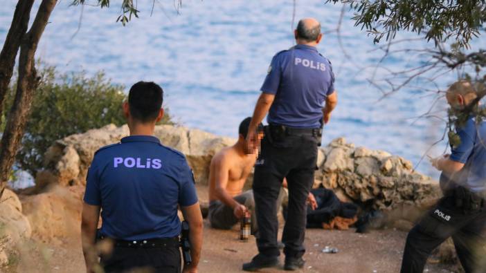 40 metrelik falezlere çıkan şahısa polis müdahale etti