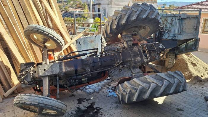 Manisa'da traktörün freni boşaldı! Ters dönen traktörde 1 kişi yaralandı