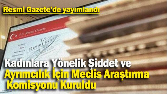 Kadınlara Yönelik Şiddet ve  Ayrımcılık İçin Meclis Araştırma  Komisyonu Kuruldu: Resmi Gazete’de yayımlandı