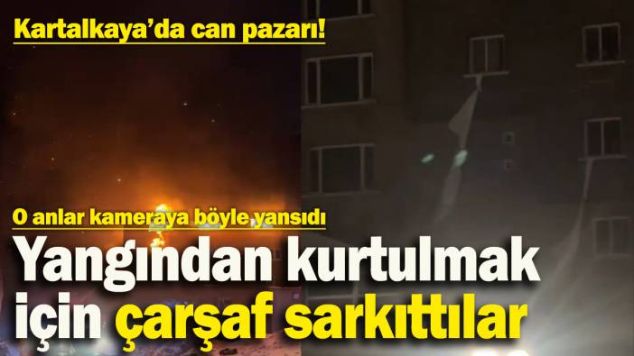 Kartalkaya’da can pazarı! Yangından çarşaf sarkıtarak kurtulmaya çalıştılar: O anlar kameraya böyle yansıdı