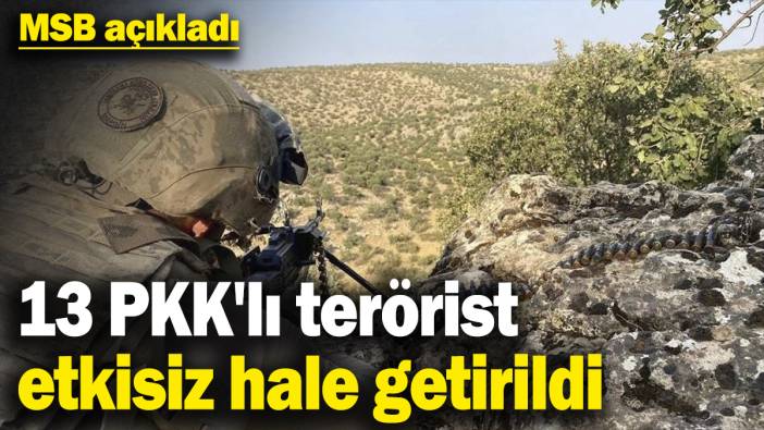 MSB açıkladı: 13 PKK'lı terörist etkisiz hale getirildi