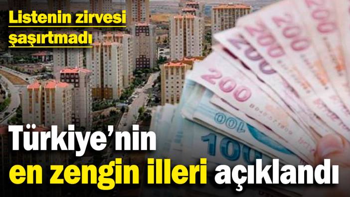 Türkiye’nin en zengin illeri açıklandı! Listenin zirvesi şaşırtmadı