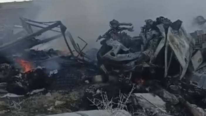 Aksaray’da şarampole devrilen kamyonette yangın: 2 yaralı