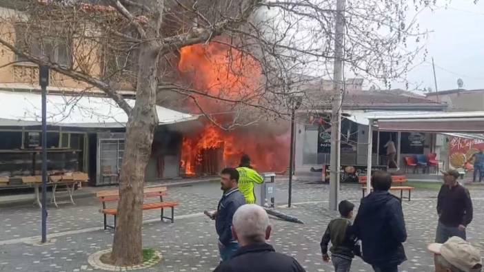 Manifatura dükkanında yangın! Alevler metrelerce yükseğe çıktı