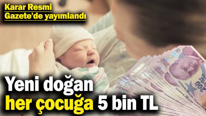 Karar Resmi Gazete'de yayımlandı! Yeni doğan her çocuğa 5 bin TL