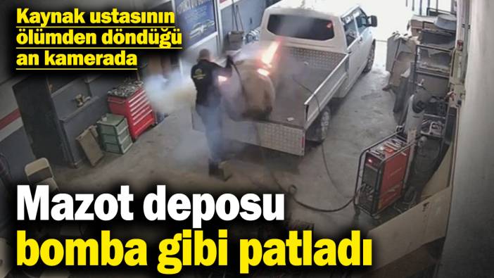 Konya’da mazot deposu bomba gibi patladı! Kaynak ustasının ölümden döndüğü an kamerada