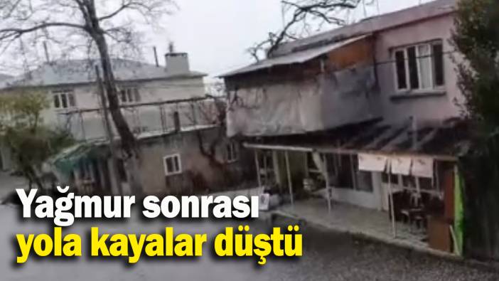 Yağmur sonrası yola kayalar düştü