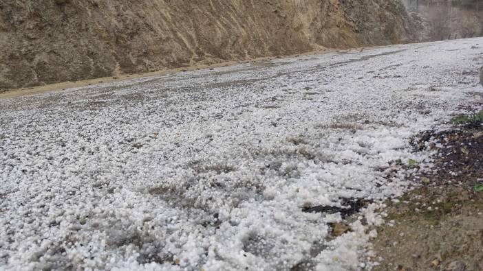 Adana'da dolu yağışı tarım arazilerini beyaza bürüdü