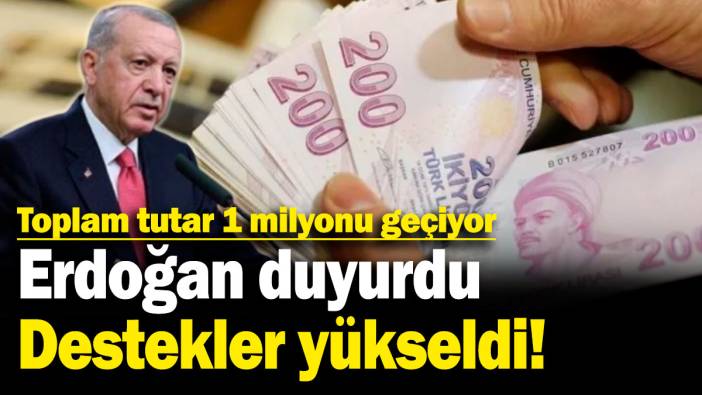 Erdoğan duyurdu, destekler yükseldi! Toplam tutar 1 milyonu geçiyor