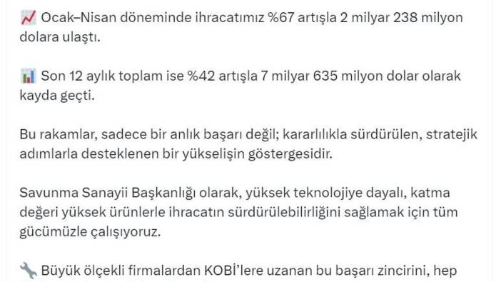 Savunma sanayi ihracatı nisan ayında 539 milyon dolara ulaştı